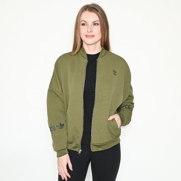 adidas Jackets & Blazers - ADIDAS Originals Olive Green Waffle Bomber Jacket